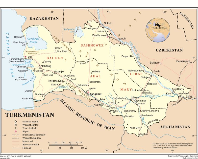 Map of Turkmenistan, 2004
